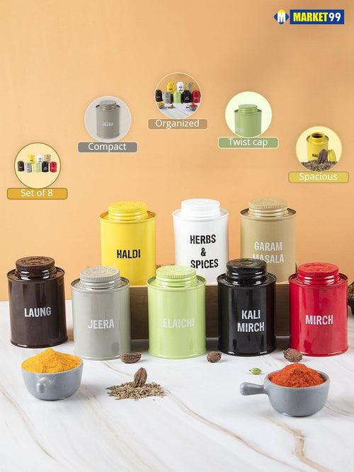 Spice Jar Set Of 8 (Each 250 Ml)