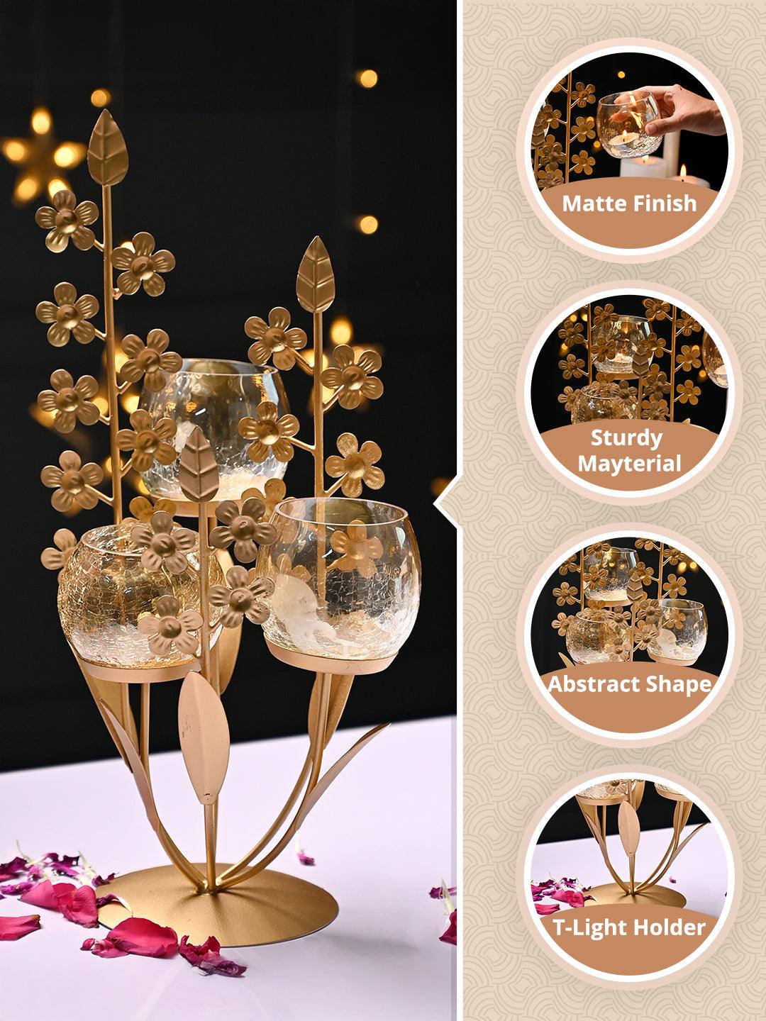VON CASA Golden Abstract Shape T-Light Holder