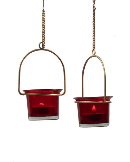 Lighting Hanging Votive T-Light Holder, 6 Votives, Diwali Lighting, Golden Colour, Iron